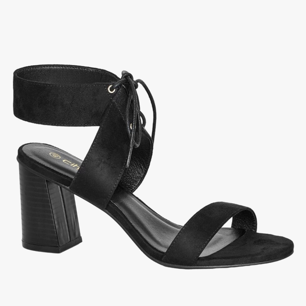 City Chic NWT Aria Mid Heel Black Sandals